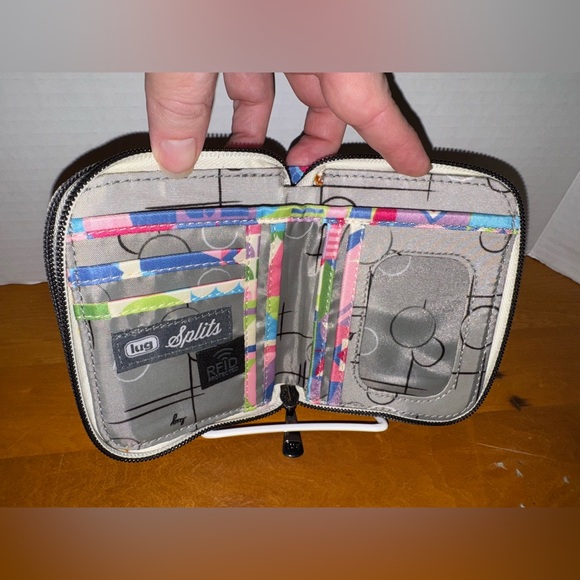 Lug Splits Compact RFID Zip Around Wallet in Small World Multi - Picture 3 of 4